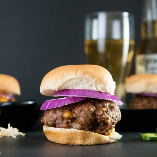 Beer Cheese Stuffed Burgers