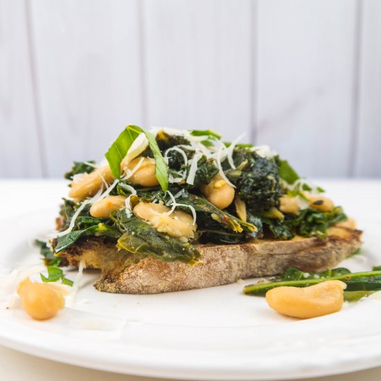 greens & beans on toast