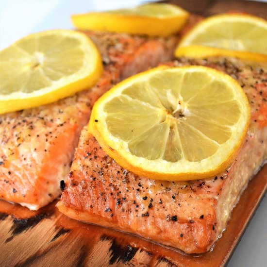 Lemon Garlic Cedar Plank Salmon