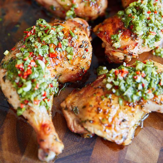 Grilled Chimichurri Chicken Legs