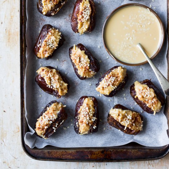 Coconut Tahini Stuffed Dates