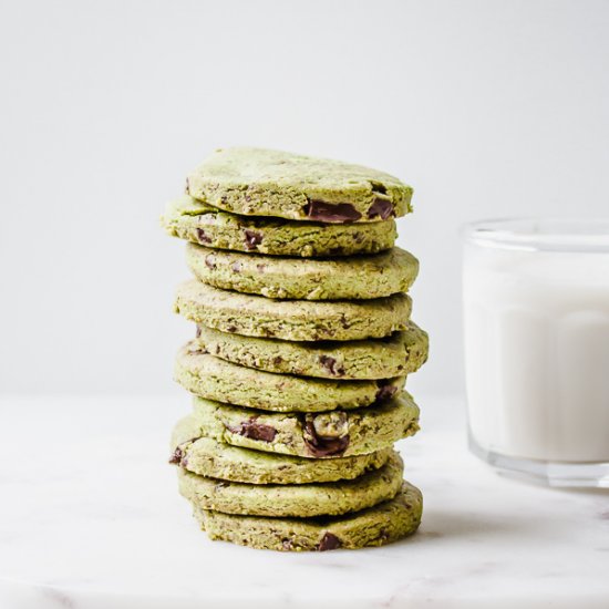 Chocolate Matcha Shortbread Cookies