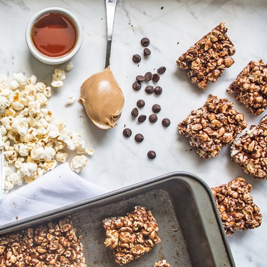 Chocolate Peanut Butter Popcorn Bar