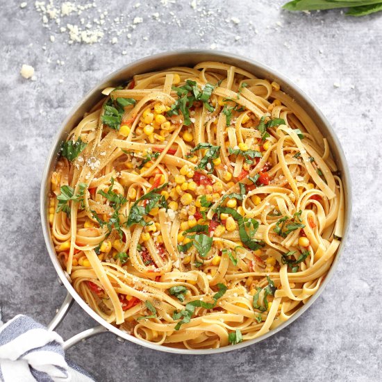 Fettuccine with Corn and Tomatoes