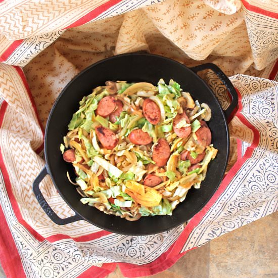 Kielbasa Cabbage Fennel Skillet