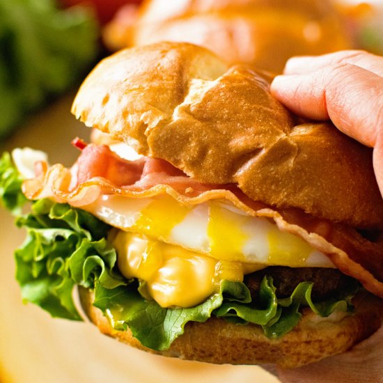 Cheesy Bacon Burger with Fried Egg