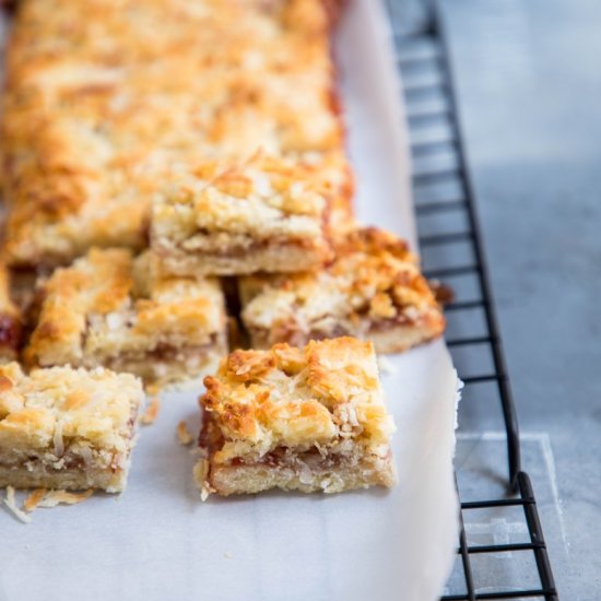 Crunchy Strawberry Coconut Slice