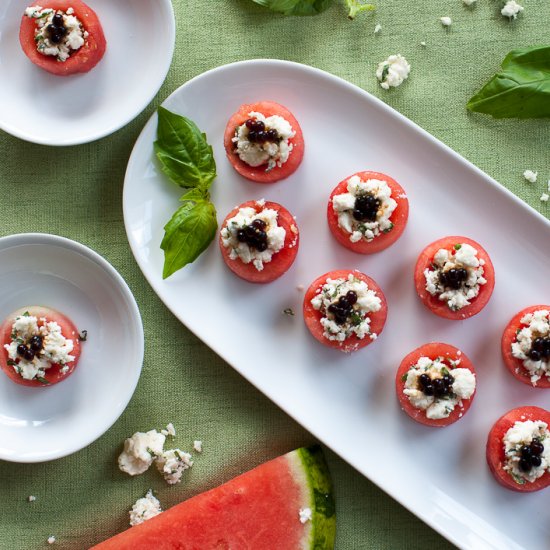 Watermelon Feta Balsamic Bites