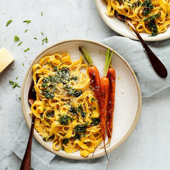 Homemade Carrot Infused Pasta