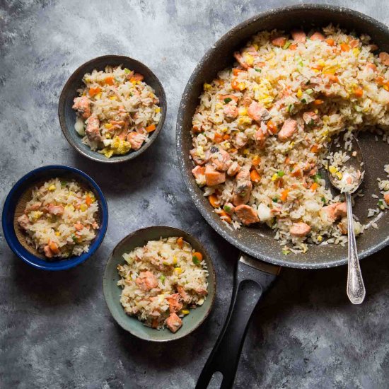 Miso Ginger Salmon Fried Rice