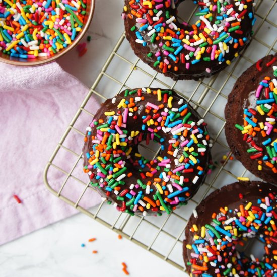 Baked Double Chocolate Cake Donuts