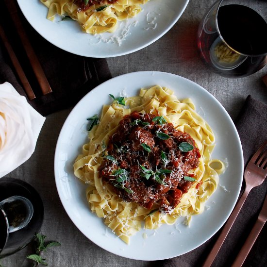 Homemade Fettuccine with Pork Ragu