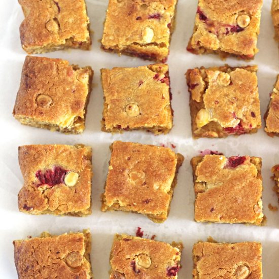 Raspberry & White Chocolate Blondie