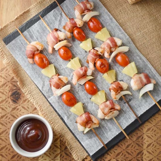 Hawaiian Kebabs – Shrimp & Bacon