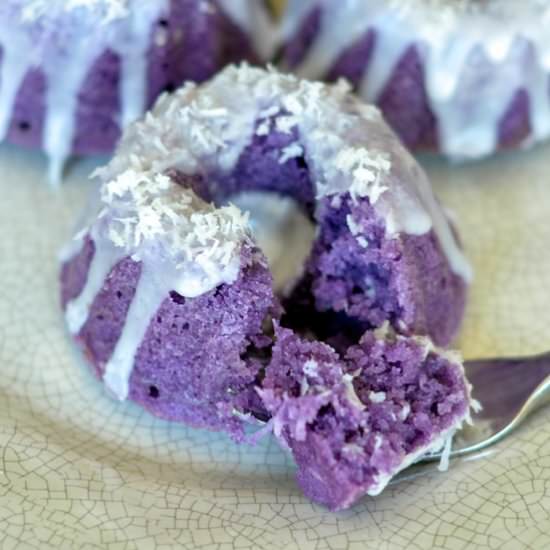 Mini Coconut Ube Bundt cakes