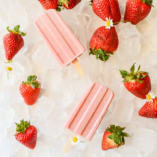 Strawberries and Cream Popsicles