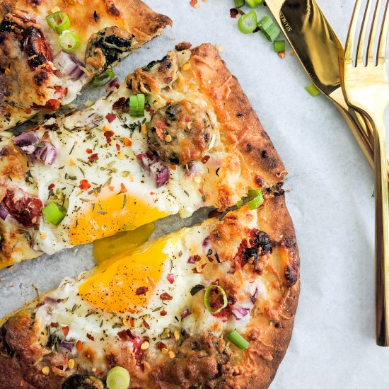 Cheesy Naan Breakfast Pizza