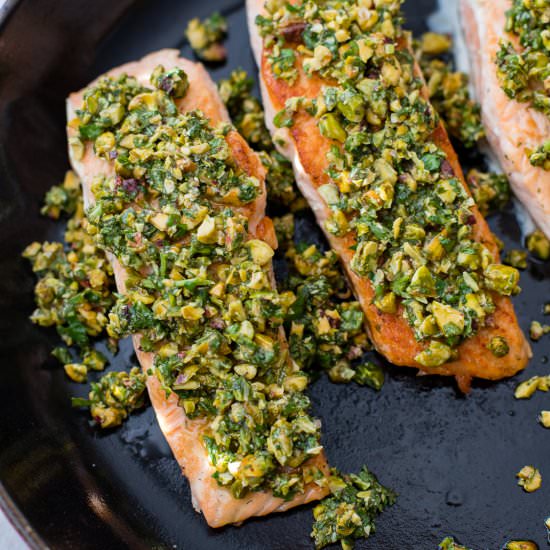 Pan-Seared Pistachio Herb Salmon