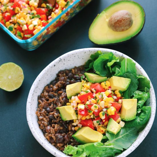 Bean Burrito Bowl with Corn Salsa