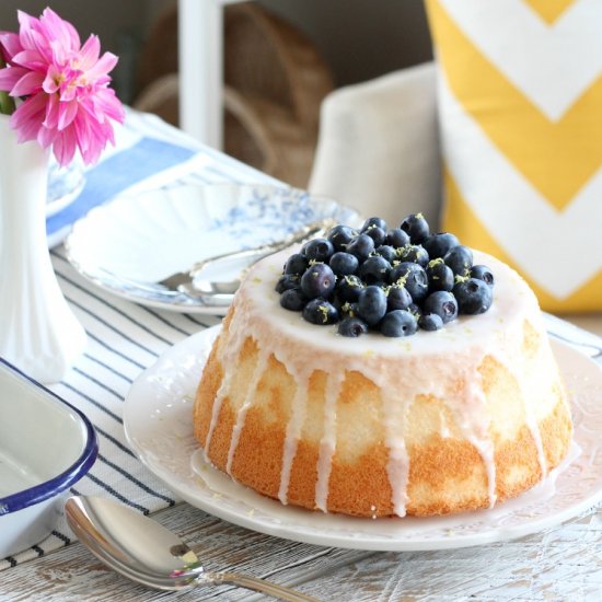 Blueberry Lemon Angel Food Cake