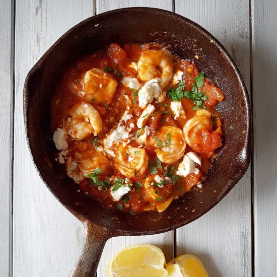 PRAWNS AND FETA CHEESE