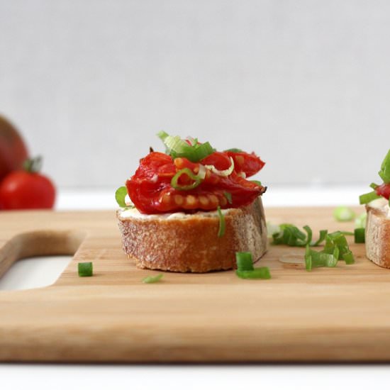 Tomato Crostini w Feta Dijon Spread