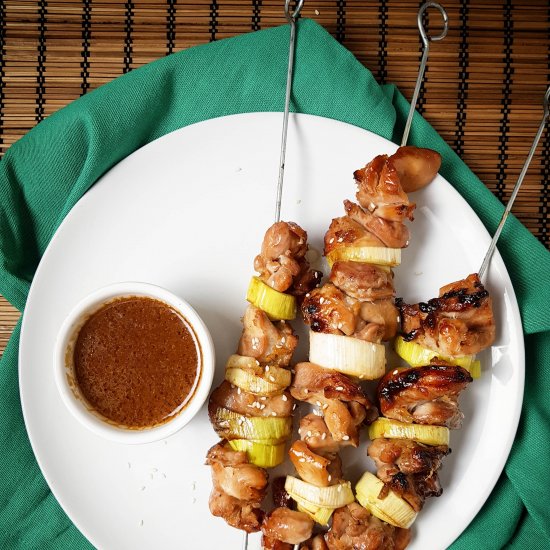 Chicken and Leek Asian Skewers