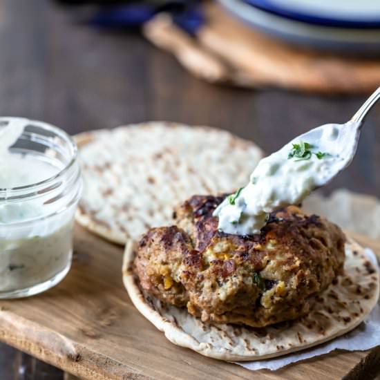 Greek Ground Chicken Burger