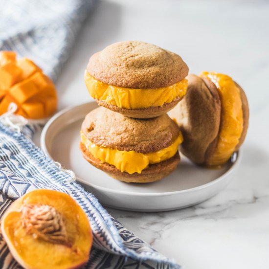 Mango Peach Ginger Sorbet Sandwich