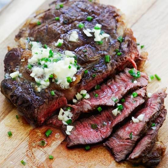 Garlic Chive Butter Steak