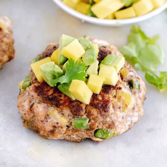 Mango & Poblano Salmon Burgers