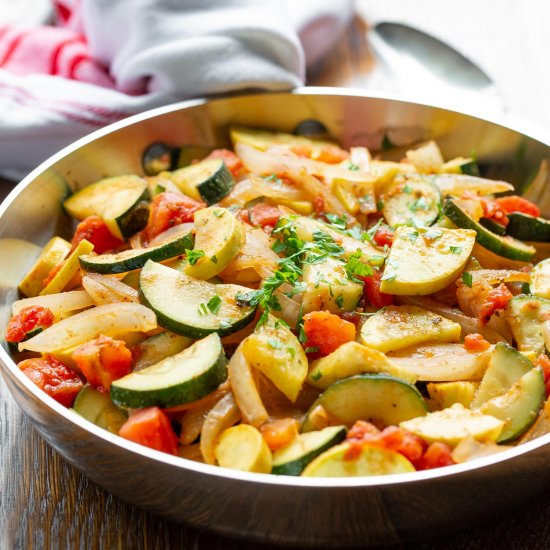 Summer Squash & Onions with Tomato