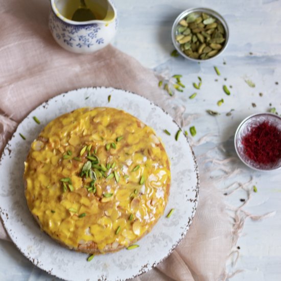 Cardamom Cake with Saffron Icing