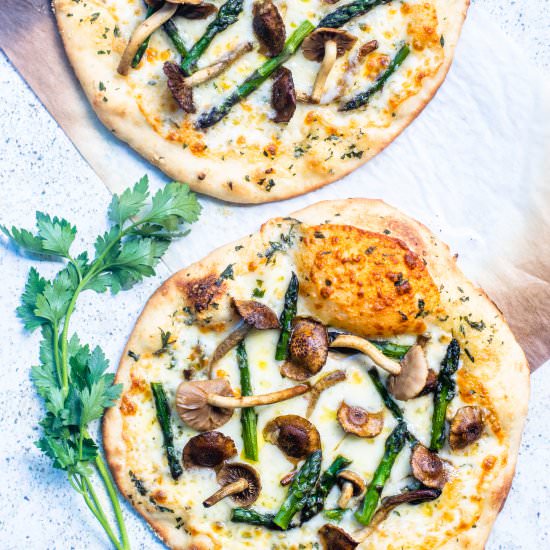 Mushroom Asparagus Sourdough Pizza