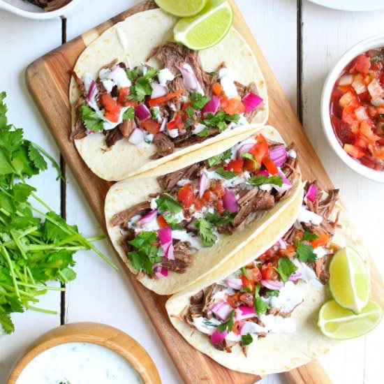 Slow Cooker Barbacoa Beef Tacos