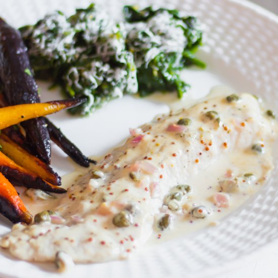 Trout with Mustard Crème Fraiche