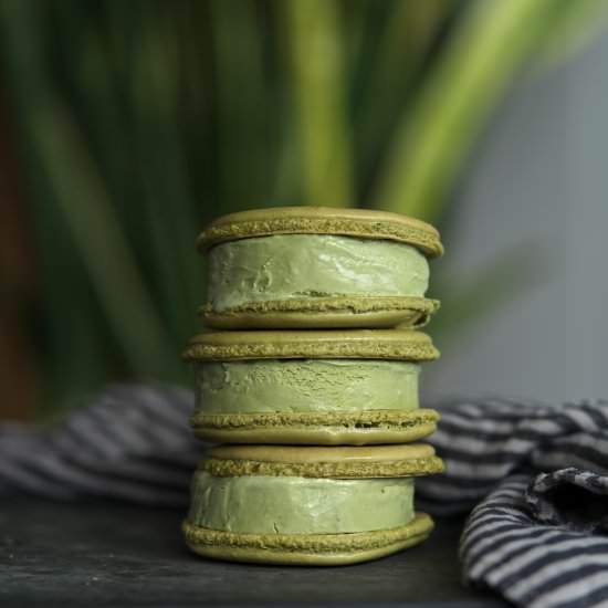 Matcha Macaron Ice Cream Sandwiches