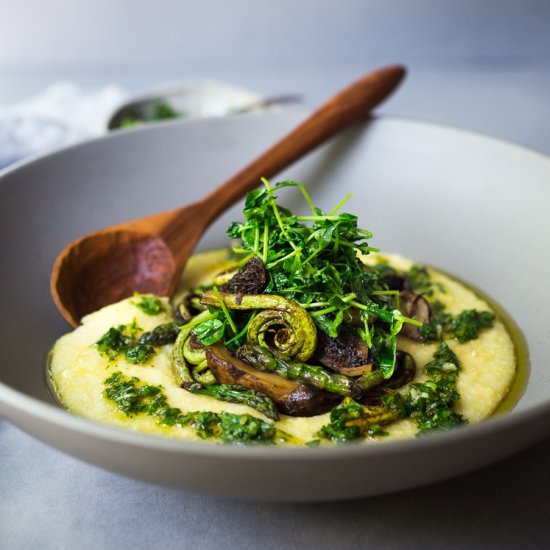 Vegan Polenta with Spring Veggies