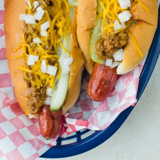 Chili Cheese Dilly Dogs