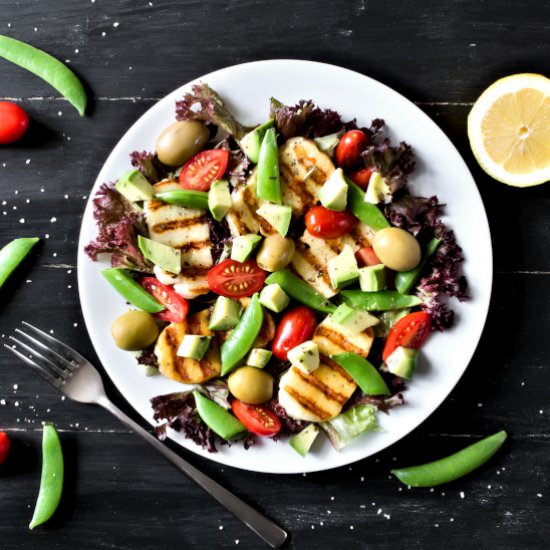 Grilled Halloumi and Avocado Salad