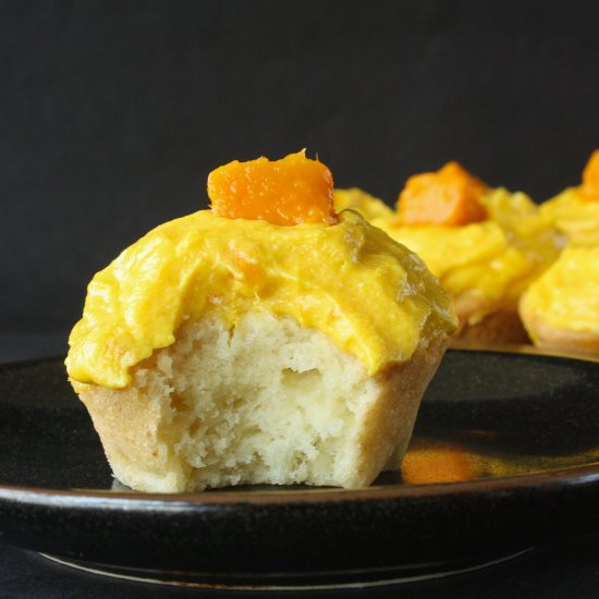 Coconut Cupcakes & Mango Frosting