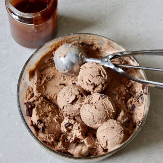 Gianduja gelato with magic shell