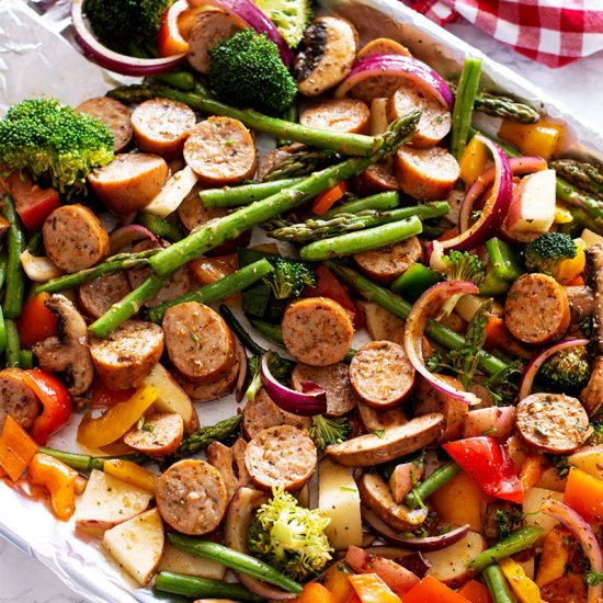 One Pan Smoked Sausage Vegetables