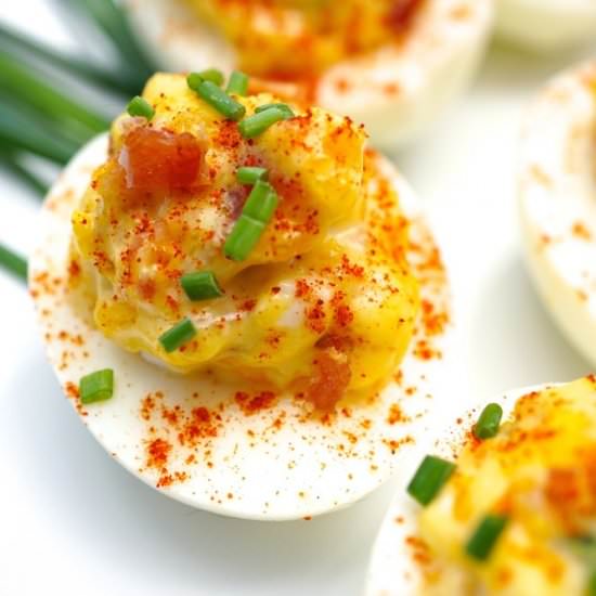 Bacon Jalapeno Chive Deviled Eggs