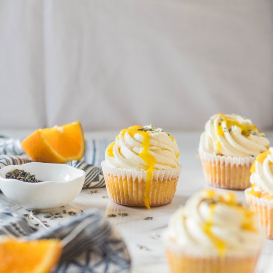 Orange And Lavender Cupcakes