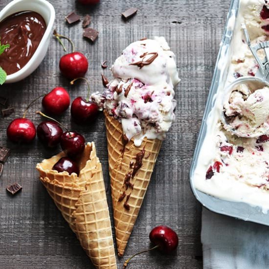 No Churn Cherry Vanilla Ice Cream