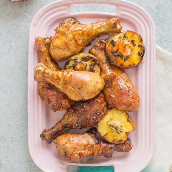 BBQ Peach Ginger Glazed Chicken Leg