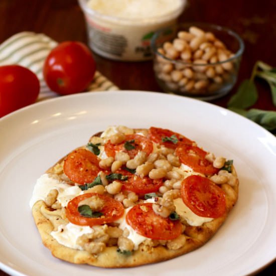 Tomato and White Bean Naan Pizza