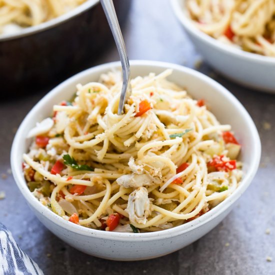 Crab Cake Spaghetti