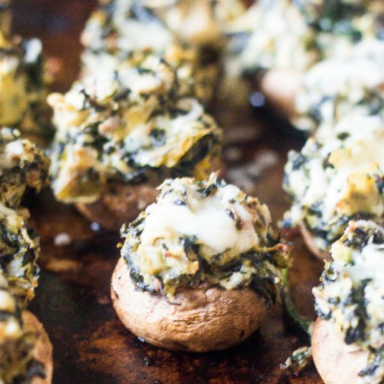 Spinach Artichoke Stuffed Mushrooms